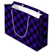 Blue Kariert Gift Bag Große Geschenktüte (Rückseite Schrägansicht)