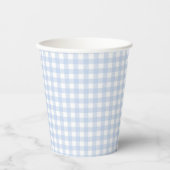 Blue Kariert Gingham Baby Dusche Pappbecher (Vorderseite)