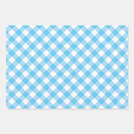 Blue Kariert Gingham Geschenkpapier Set (Vorderseite 3)