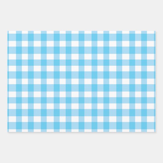 Blue Kariert Gingham Geschenkpapier Set (Vorderseite 2)