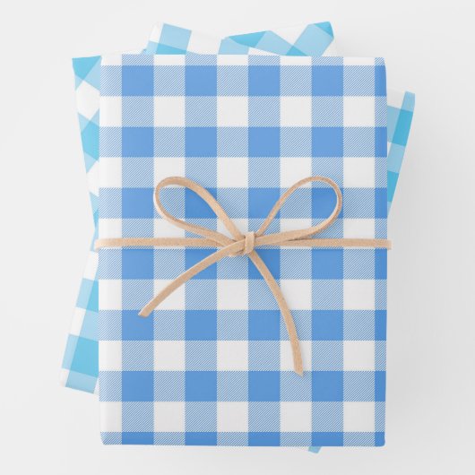 Blue Kariert Gingham Geschenkpapier Set (Beispiel)