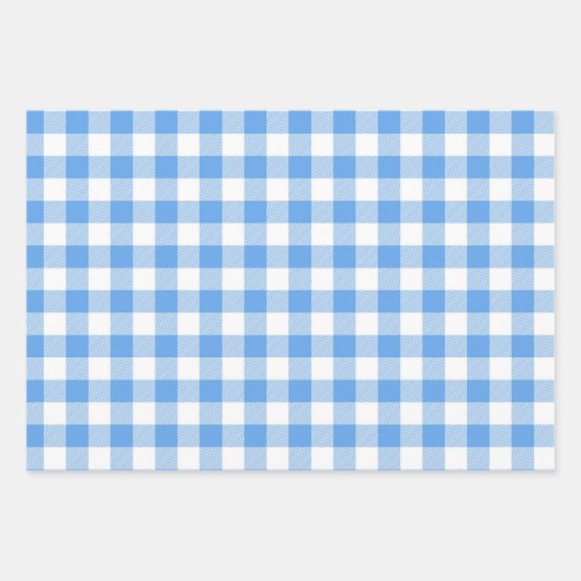 Blue Kariert Gingham Geschenkpapier Set (Vorderseite)