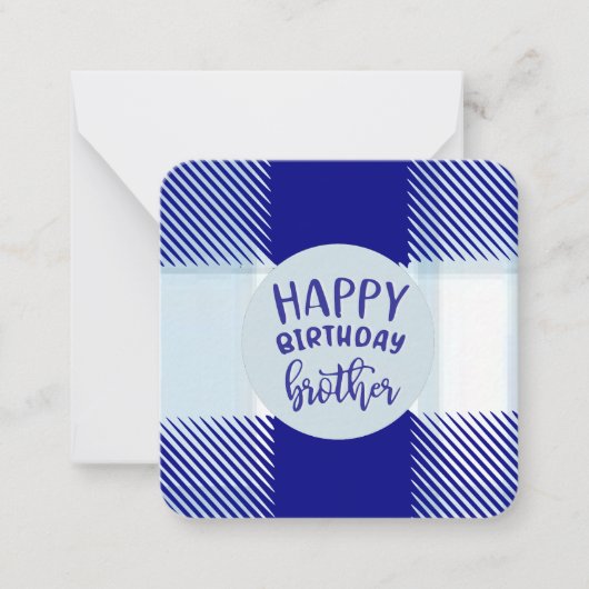Blue Kariert Happy Birthday Brother Note Card: Mitteilungskarte (Vorderseite)