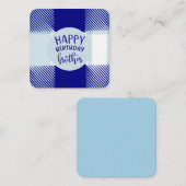 Blue Kariert Happy Birthday Brother Note Card: Mitteilungskarte (Vorne/Hinten)