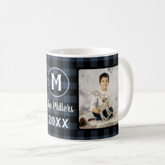 Blue Kariert Holiday Family Name 2 Foto Jahr Kaffeetasse