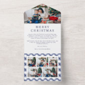 Blue Kariert Holiday Trifold Card All In One Einladung (Innen Boden)
