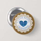 Blue Kariert I Liebe Oma Button (Vorne & Hinten)