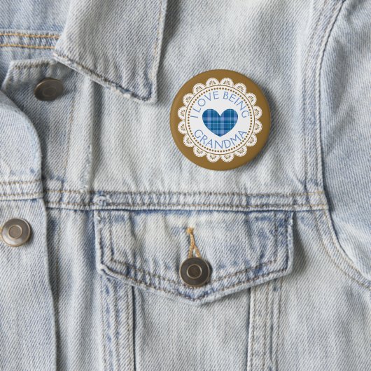 Blue Kariert I Liebe Oma Button (Beispiel)