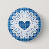 Blue Kariert I Liebe Oma Button (Vorderseite)