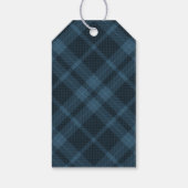 Blue Kariert Monogram Christmas Geschenkanhänger (Rückseite)