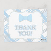 Blue Kariert, Niedlich Dankeskarten Postkarte (Rückseite)