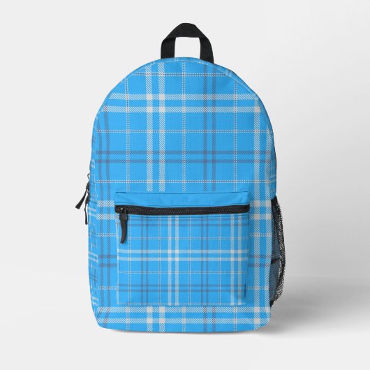 Blue Kariert Pattern Backpack - Stilvoll und funkt Bedruckter Rucksack (Vorderseite)