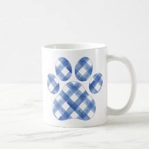 Blue Kariert Paw Print Kaffeetasse