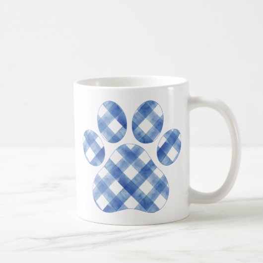 Blue Kariert Paw Print Kaffeetasse (Rechts)