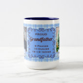 Blue Kariert Proud Großvater 2 Foto Zweifarbige Tasse (Mittel)