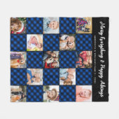 Blue Kariert Quilt Personalisiert 13 Picture Colla Fleecedecke (Vorderseite (Horizontal))