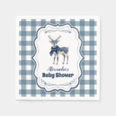 Blue Kariert Reindeer Baby Dusche Serviette (Vorderseite)