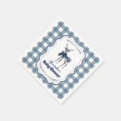 Blue Kariert Reindeer Baby Dusche Serviette (Ecke)