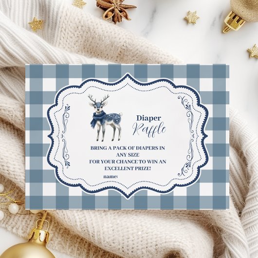 Blue Kariert Reindeer Diapper Raffle Begleitkarte