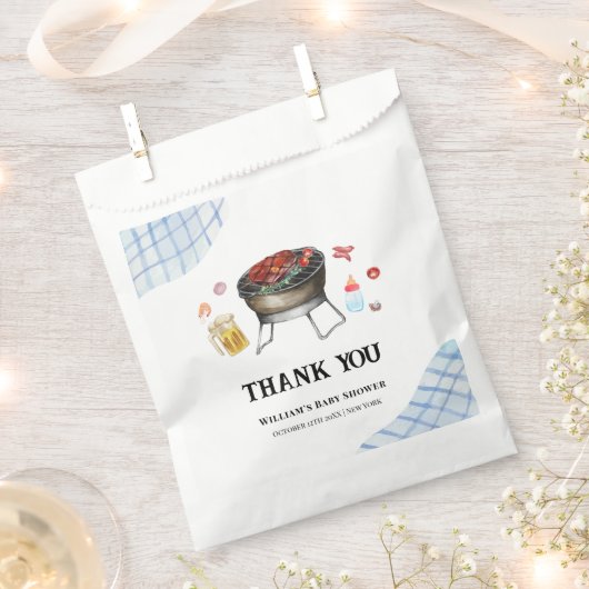 Blue Kariert Retro Country Baby Q Baby Dusche Geschenktütchen (Ausgeschnitten)