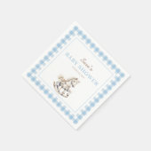 Blue Kariert Rocking Horse Baby Dusche Serviette (Ecke)