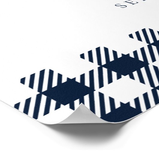 Blue Kariert Rustic Baby Dusche GRILLEN Begrüßungs Poster (Ecke)