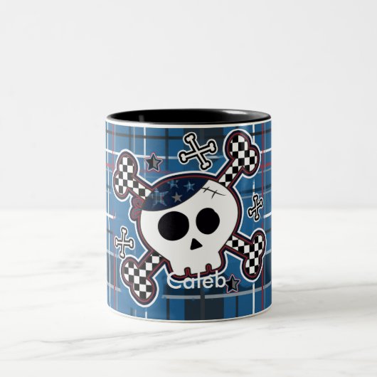 Blue Kariert Skull & Bones Boys Cup Kaffee Tasse (Mittel)