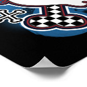 Blue Kariert Skull & Bones Geburtstagsparty Poster (Ecke)