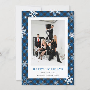 Blue Kariert Snowflake Foto Corporate Business Feiertagskarte