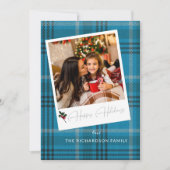 Blue Kariert Sofort Foto Happy Holidays (Vorderseite)