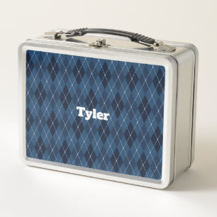 Blue Kariert Stainless Lunchbox