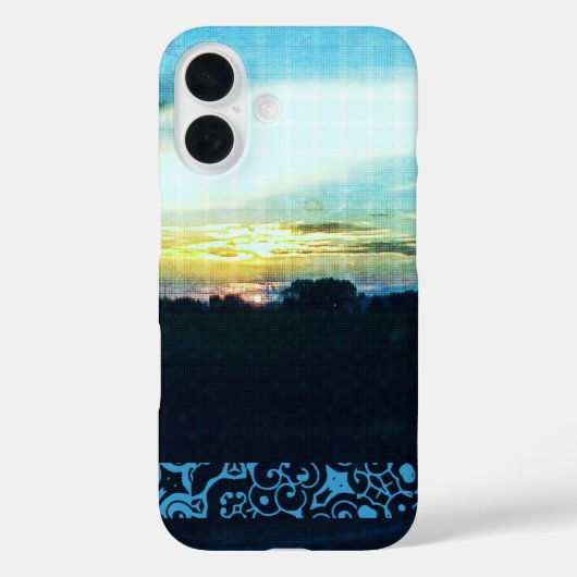 Blue Kariert Sunset Case-Mate iPhone Hülle (Rückseite)