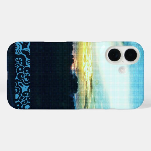 Blue Kariert Sunset Case-Mate iPhone Hülle (Rückseite (Horizontal))