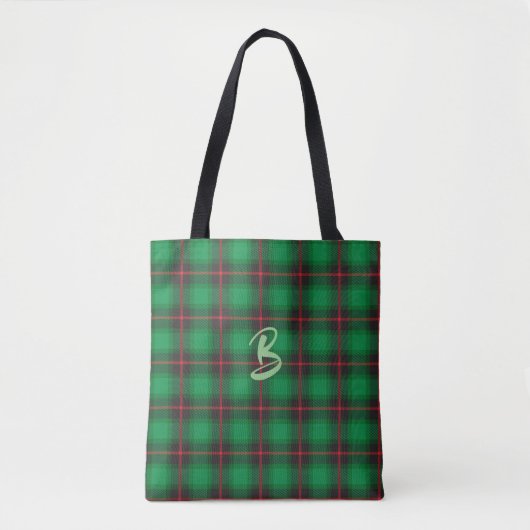 Blue Kariert Tartan Scotch Monogram Cool Tote Bag Tasche (Vorderseite)
