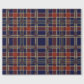 Blue Kariert Tartan Weihnachtsbaum Geschenkpapier (Flach)
