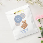 Blue Kariert Teddy Bear Baby Dusche Vielen Dank Geschenktütchen (Versiegelt)