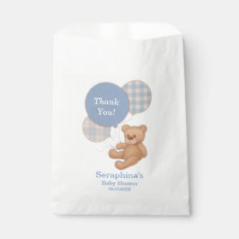 Blue Kariert Teddy Bear Baby Dusche Vielen Dank Geschenktütchen
