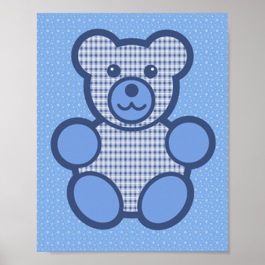 Blue Kariert Teddy Bear Poster (Vorne)