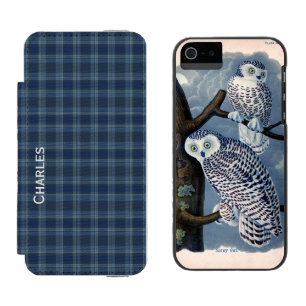 Blue Kariert und Vintag Owls iPhone 5S Wallet Case Incipio Watson™ iPhone 5 Geldbörsen Hülle