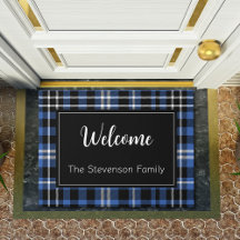 Blue Kariert Welcome Mit Monogramm Name