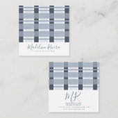 Blue Kariert Zuhause Designer Quadratische Visitenkarte (Vorne/Hinten)