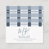 Blue Kariert Zuhause Designer Quadratische Visitenkarte (Rückseite)
