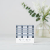Blue Kariert Zuhause Designer Quadratische Visitenkarte (Stehend Vorderseite)
