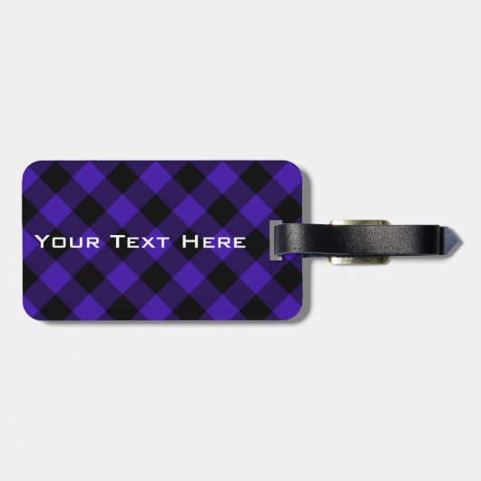 Blue Karo Gepäckanhänger mit benutzerdefiniertem T (Rückseite horizontal)