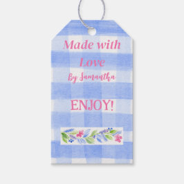 Blue Karo Gingham Blume GEMÄSS LIEBE ln Geschenkanhänger