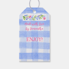 Blue Karo Gingham Blume MIT LIEBE Geschenkanhänger