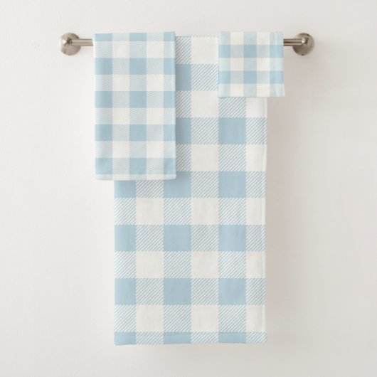 Blue Karo Gingham Pattern Badetuch Set (Insitu)