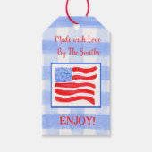 Blue Karo Gingham USA Flag MADE MIT LIEBE rot Geschenkanhänger (Vorderseite)