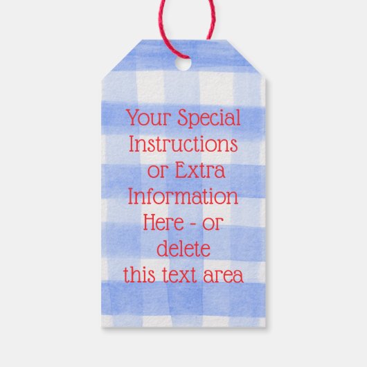 Blue Karo Gingham USA Flag MADE MIT LIEBE rot Geschenkanhänger (Rückseite)