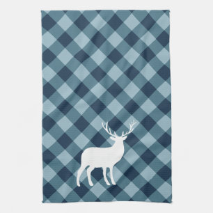 Blue Karo und White Stag Feiertage Handtuch